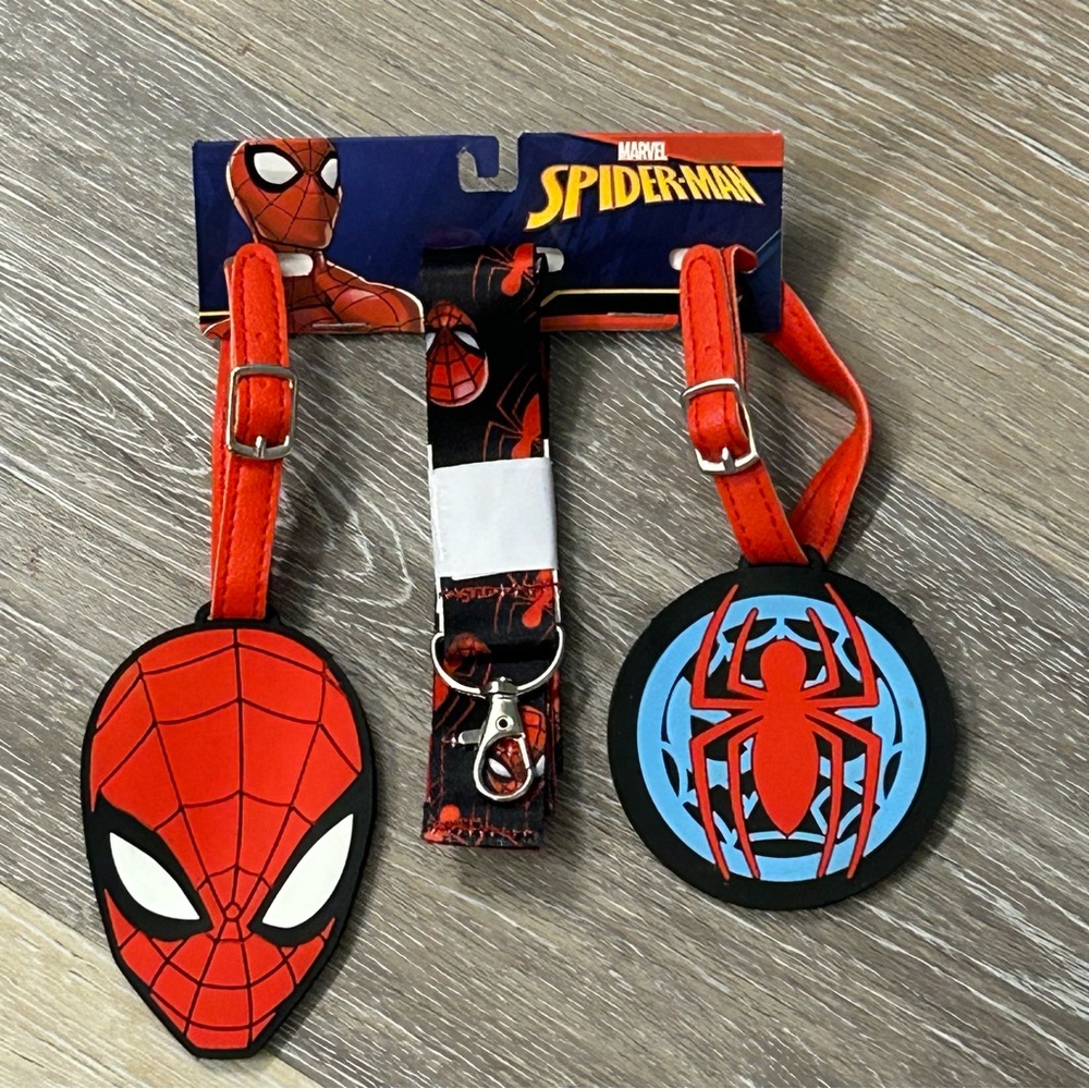 Marvel Spider-Man Luggage Tags & Lanyard Set – Travel Bag ID Tag Superhero